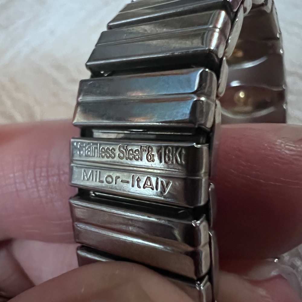 Milor Italy SS & 18k stretch bracelet. Gently used. - Picture 2 of 7